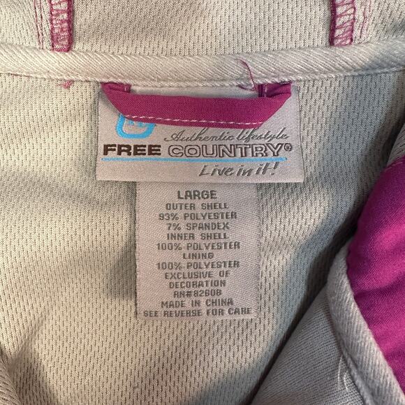Free Country Jacket WMNS L Fuchsia Pink Zip Up Hooded Lightweight Coat Overcoat - Picture 8 of 9